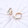 Eleganckie złote kolczyki - z okrągłą białą cyrkoniąKolczyki