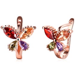 Elegante Ohrstecker aus Roségold - vierfarbiger Zirkon - Schmetterlingsform