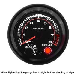 Styling partsCuentarrevoluciones con LED - 3 3/4" 12V - indicador de coche - 0-8000 RPM - carbono - 3,75 pulgadas 95 mm