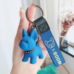Leather keychain - with French Bulldog dogKeyrings
