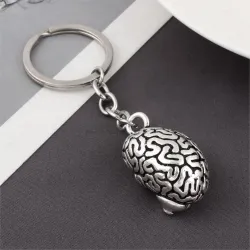 Metal keychain - with anatomical humans brain
