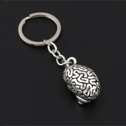 Metal keychain - with anatomical humans brain