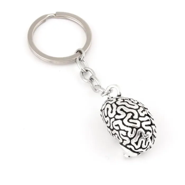 Metal keychain - with anatomical humans brain