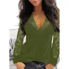 Sexy T-Shirt - Spitzentop - V-Ausschnitt - Langarm
