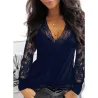 Sexy T-Shirt - Spitzentop - V-Ausschnitt - Langarm
