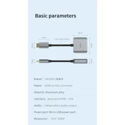HDMI-compatibel naar VGA-adapter - micro-USB - met video-/audiovoeding - 1080PAudio