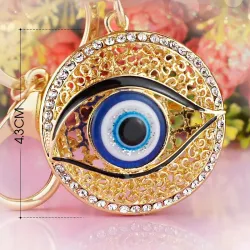 Porte-clés creux rond - avec un oeil en cristal