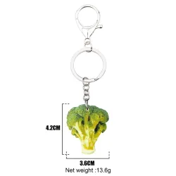 Metal keychain with acrylic broccoliKeyrings