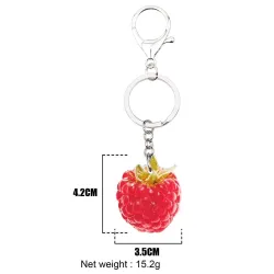 Metalen sleutelhanger met acryl framboosSleutelhangers