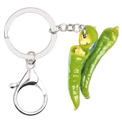llaveroMetal keyring - with acrylic green peppers
