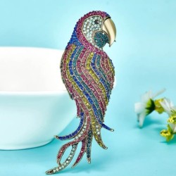 Modna broszka z dużą kryształową papugąBroszki