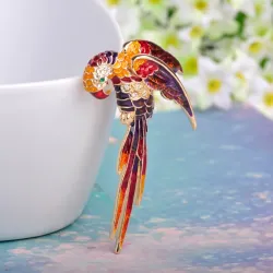Luxurious crystal red parrot brooch