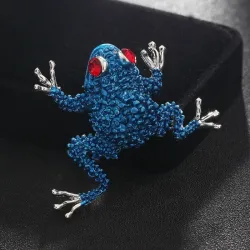 Kleiner Kristallfrosch mit roten Augen - Vintage Brosche
