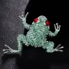 Kleiner Kristallfrosch mit roten Augen - Vintage Brosche