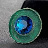 Antique silver round brooch - with crystal