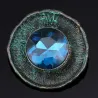 Antique silver round brooch - with crystal