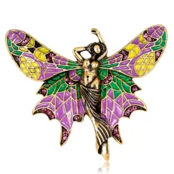 Wilde Meerjungfrau - Schmetterling mit bunten Flügeln - elegante Brosche