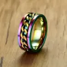 Regenboogring - met draaibare ketting - roestvrij staal - unisexRingen