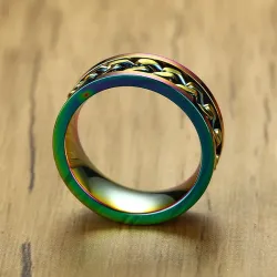 Regenbogenring - mit drehbarer Kette - Edelstahl - Unisex