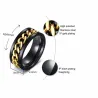 Zwarte ring - met draaibare gouden ketting - unisex - roestvrij staalRingen