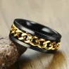 Black spinning ring with gold chain - unisex - stainless steel