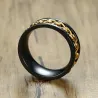 Zwarte ring - met draaibare gouden ketting - unisex - roestvrij staalRingen