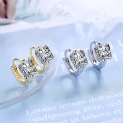 Luxurious small round earrings - with crystal - 925 sterling silver