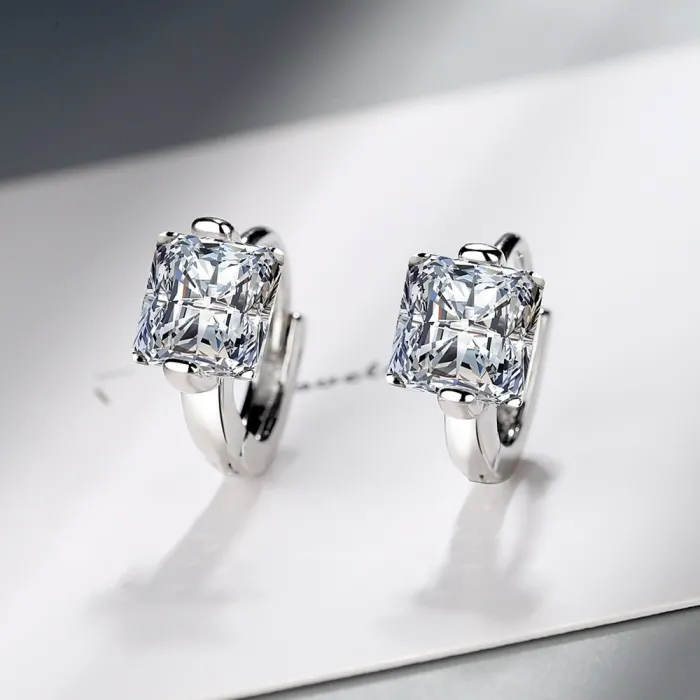 Luxuriöse kleine runde Ohrringe - mit Kristall - 925er Sterlingsilber
