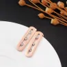 Fashionable rectangle stud earrings - with sliding crystals