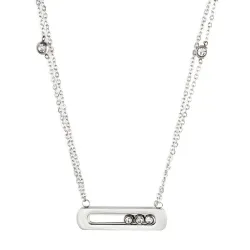 Elegante ketting - met schuifkristallen - roestvrij staalHalskettingen