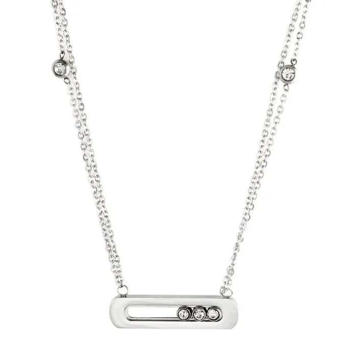 Elegante ketting - met schuifkristallen - roestvrij staalHalskettingen