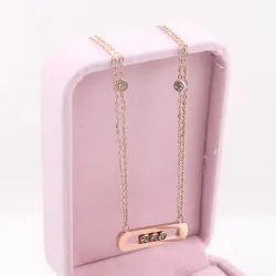 Elegante ketting - met schuifkristallen - roestvrij staalHalskettingen