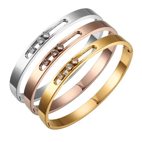 Elegante armband - met verschuifbare strassteentjes - roestvrij staalArmbanden