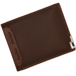 Modny krótki portfel męski - żelazna krawędź - poziomy / pionowy - skóraPortfele