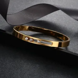 Elegantes Armband - mit verschiebbaren Strasssteinen - Edelstahl