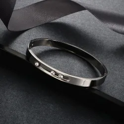 Elegante armband - met verschuifbare strassteentjes - roestvrij staalArmbanden