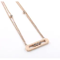 Elegante Halskette - mit beweglichen Kristallen - Edelstahl