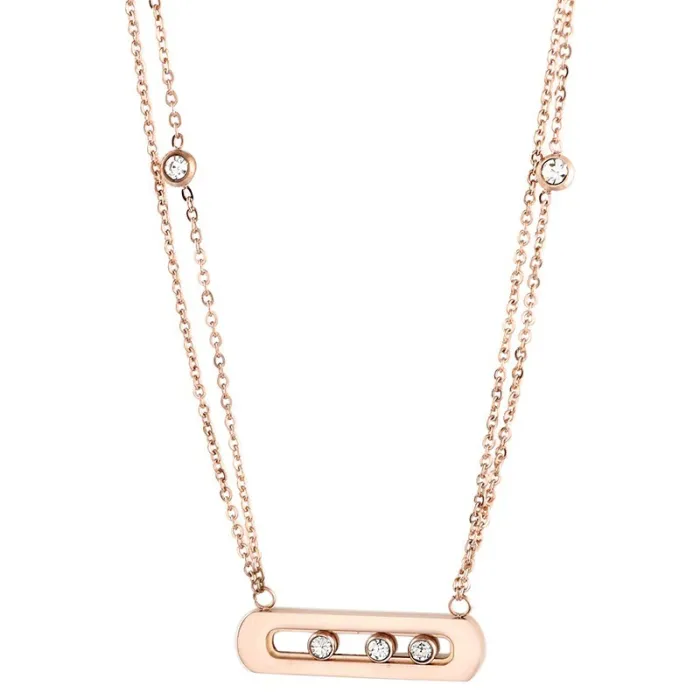 Elegante ketting - met schuifkristallen - roestvrij staalHalskettingen