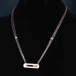 Elegante Halskette - mit beweglichen Kristallen - Edelstahl