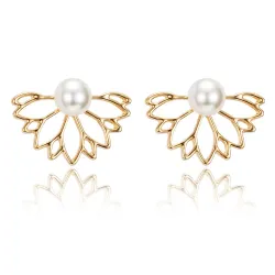 Flower shaped stud earrings - with crystals / pearls