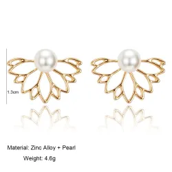 Flower shaped stud earrings - with crystals / pearls