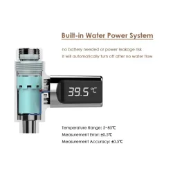 Water temperature meter - led display - 360 degrees rotation for shower