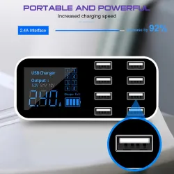 Multi usb charger for car - 8-port with lcd display