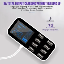 Autoladegerät - 8-Port USB - Ladestation - HUB mit LCD-Display