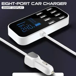 Autoladegerät - 8-Port USB - Ladestation - HUB mit LCD-Display