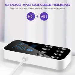 Multi usb charger for car - 8-port with lcd display