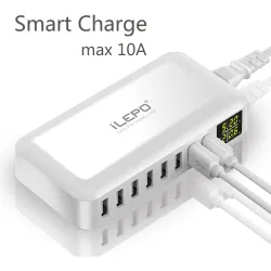 Szybka ładowarka QC3.0 - 8-portowy HUB USB - wyświetlacz LED - 60WŁadowarki