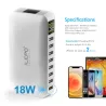 Szybka ładowarka QC3.0 - 8-portowy HUB USB - wyświetlacz LED - 60WŁadowarki