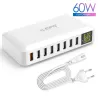 Szybka ładowarka QC3.0 - 8-portowy HUB USB - wyświetlacz LED - 60WŁadowarki