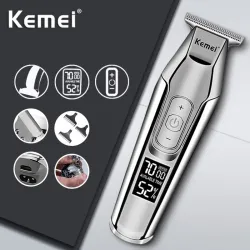 Kemei - professionell hårtrimmer - sladdlös - med digital LED-display